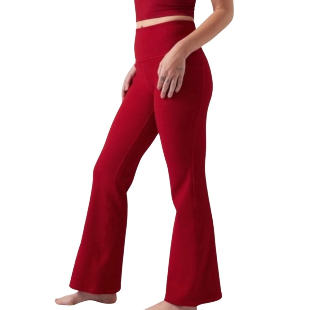 Athleta Red Flared High-Rise Leggings